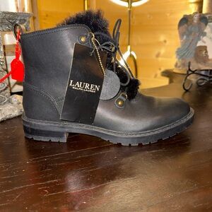 Lauren Ralph Lauren Black Lace Up Women's Boots